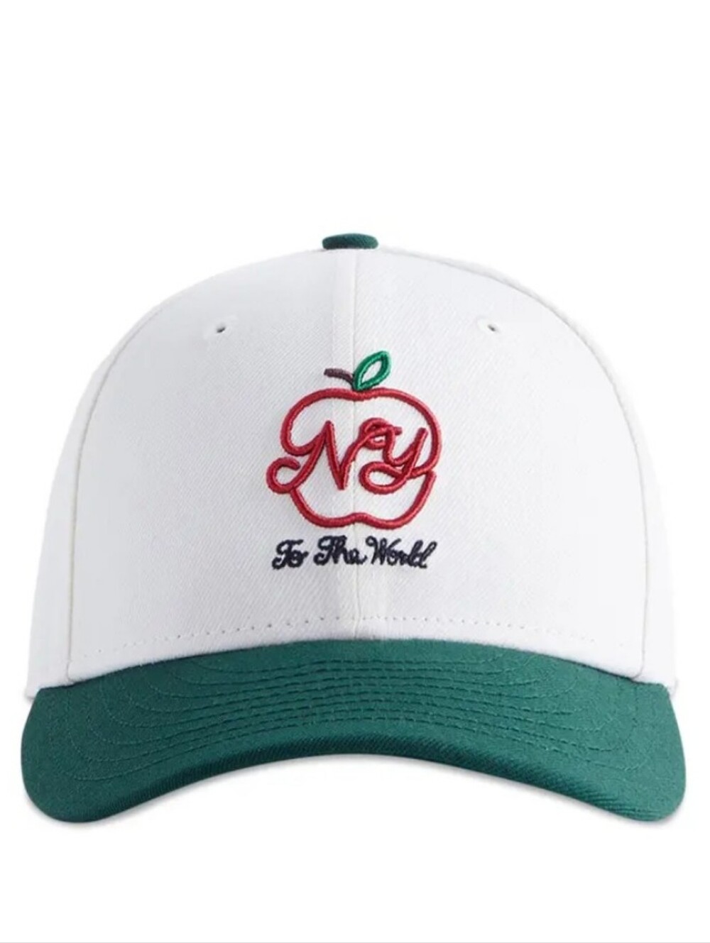 Kith NY to the World 7 1/4 White Fitted Cap with Forest Green Accents